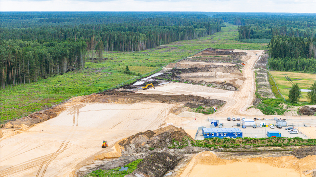 "Rail Baltica" pamattrases būvniecība.