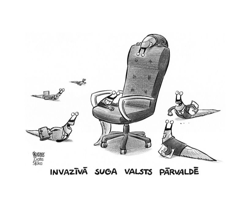 Zīmē Gatis Šļūka. Invazīvā suga valsts pārvaldē
