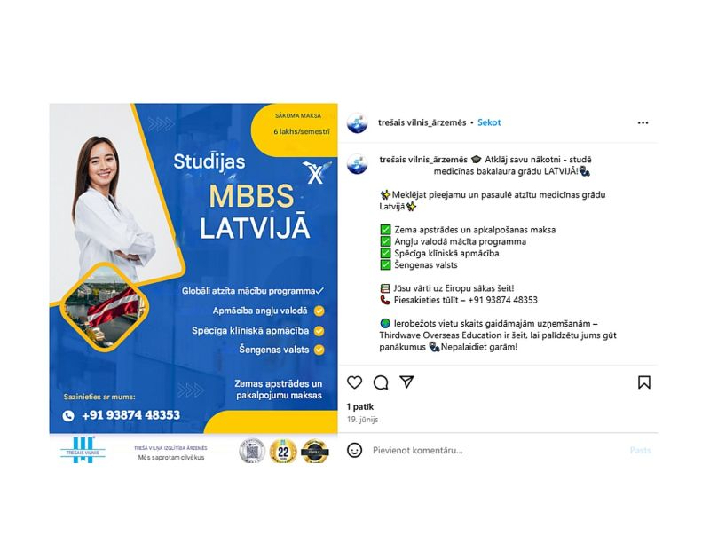 "Jūsu vārti uz Eiropu sākas šeit!" Šādus un citus apsolījumus var lasīt ārzemju studentu piesaistītāju ierakstos.