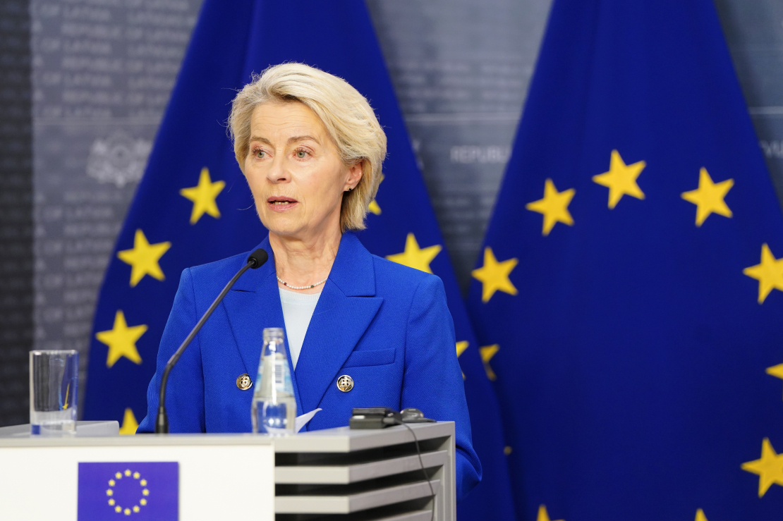 Eiropas Komisijas priekšsēdētāja Urzula fon der Leiena piedalās preses konferencē pēc tikšanās ar Ministru prezidenti Ministru kabinetā.