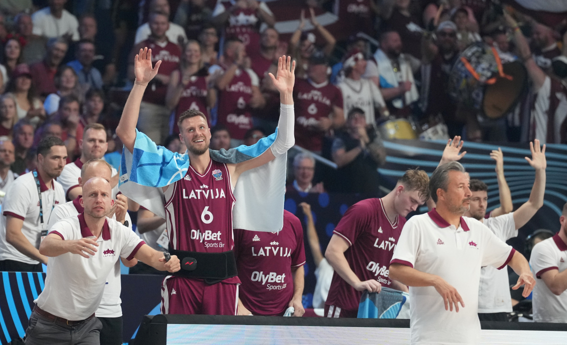 Eiropas čempionāta finālturnīra A apakšgrupas spēle basketbolā vīriešiem starp Latvijas un Čehijas valstsvienībām "Xiaomi arēnā".