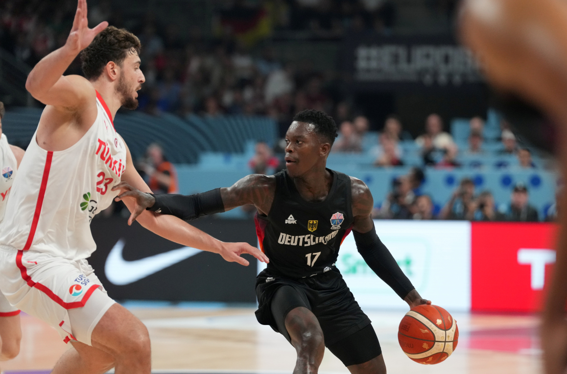 Eiropas čempionāta finālspēle basketbolā vīriešiem starp Vācijas un Turcijas valstsvienībām "Xiaomi arēnā". Deniss Šrēders.