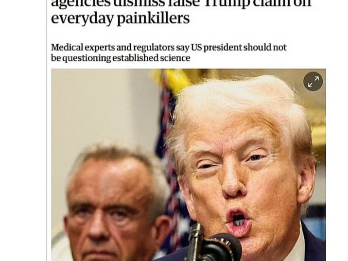 Britu laikraksts "The Guardian" raksta par mediķu teikto, ka Trampa izteikumi par tailenolu nebalstās zinātnieku pārbaudītos faktos.