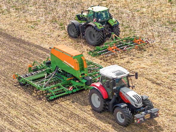 'Amazone Cut'n Sow' sistēma darbībā.