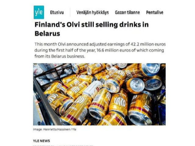 Somijas koncerns "Olvi" jau 2024. gada augustā žurnālistiem taisnojies, kāpēc tas turpina darbību Baltkrievijā.