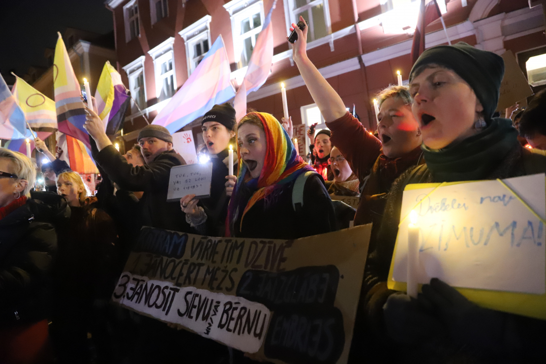 Protests pret izstāšanos no Stambulas konvencijas.