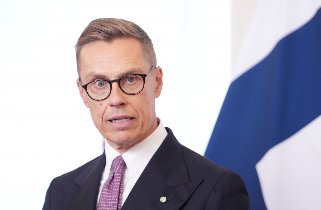 Somijas prezidents Aleksandrs Stubs piedalās preses konferencē pēc tikšanās ar Latvijas prezidentu Rīgas pilī.