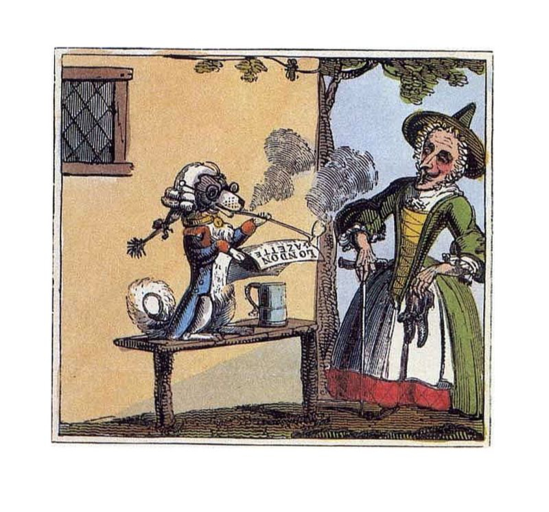 19. gs. sākuma karikatūra par "The London Gazette".