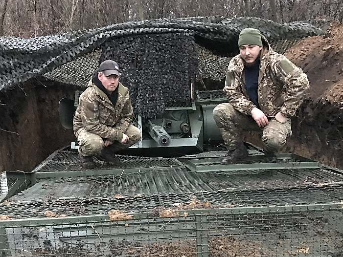 Ukrainas Nacionālās gvardes brigādes "Rubiž" bataljona "Svoboda" karavīri.