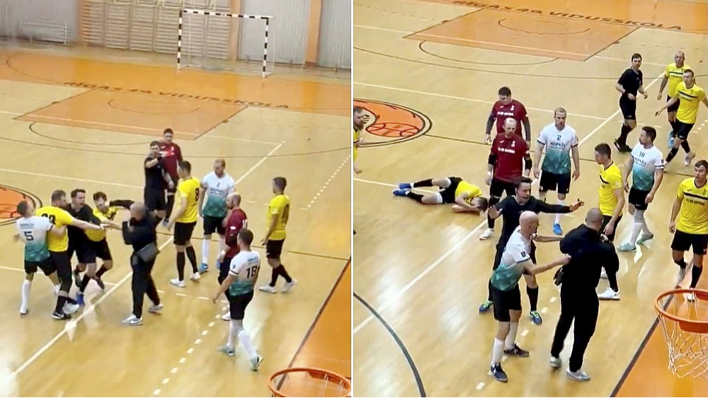 "OB Serviss" spēlētājam Aleksejam Krjukovičam pēc saņemtā sitiena ar dūri futzāla spēles laikā konstatēts smadzeņu satricinājums.