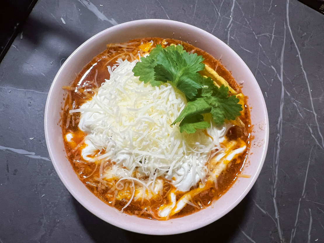 Tako zupa ar brieža malto gaļu.