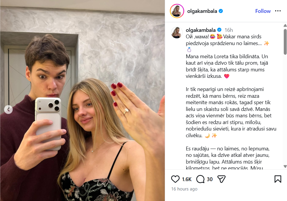 Olgas Kambalas meita Loreta un viņas puisis.