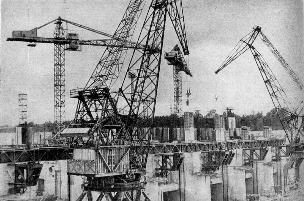 Pļaviņu HES būvlaukums 1964. gadā.