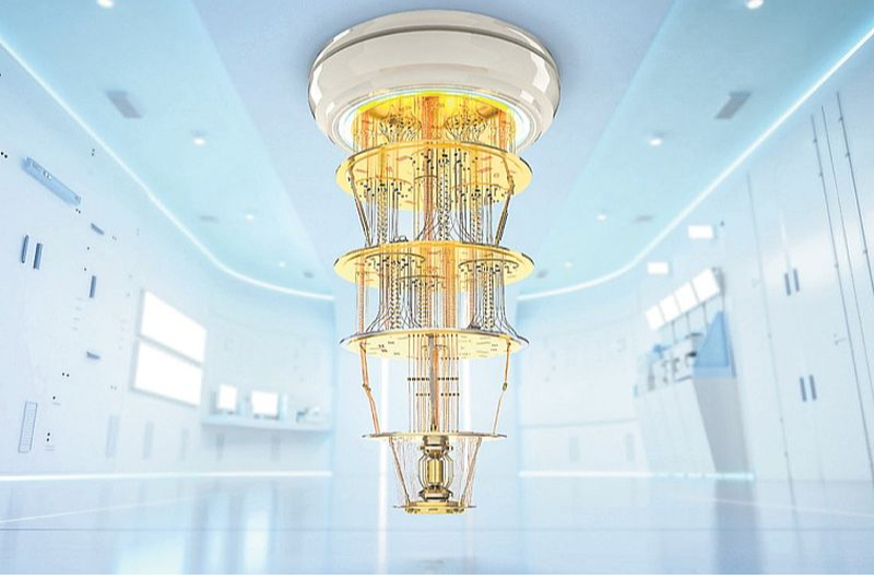 Šādi izskatās viens no šobrīd uzbūvētajiem kvantu datoriem.