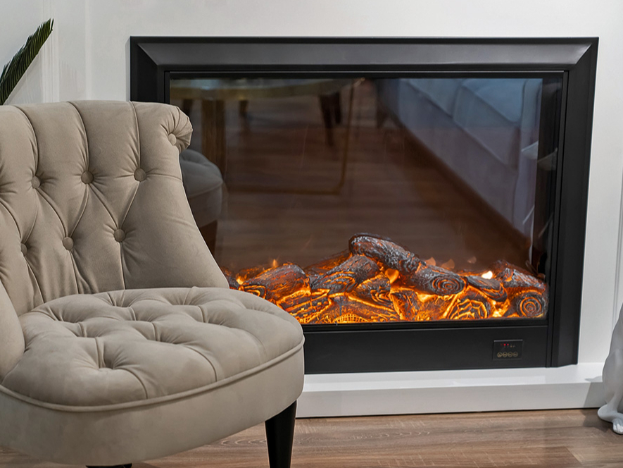 Iebūvējams elektriskais kamīns.