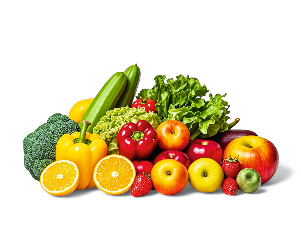 Augļi un dārzeņi.