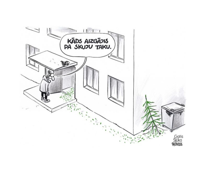 Zīmē Gatis Šļūka. Kāds aizgājis pa skuju taku...