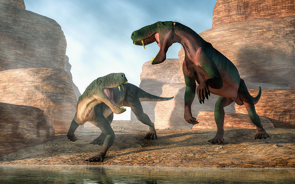 Gorgonopsīdi. 3D ilustrācija.