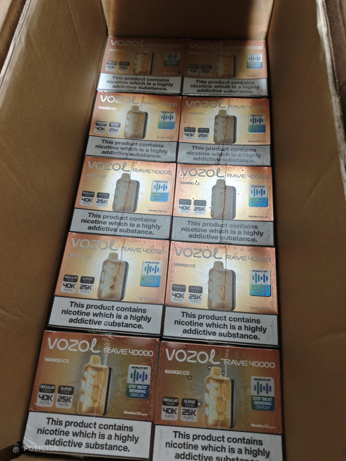 VP konfiscē 50 tūkstošus elektronisko smēķēšanas ierīču.