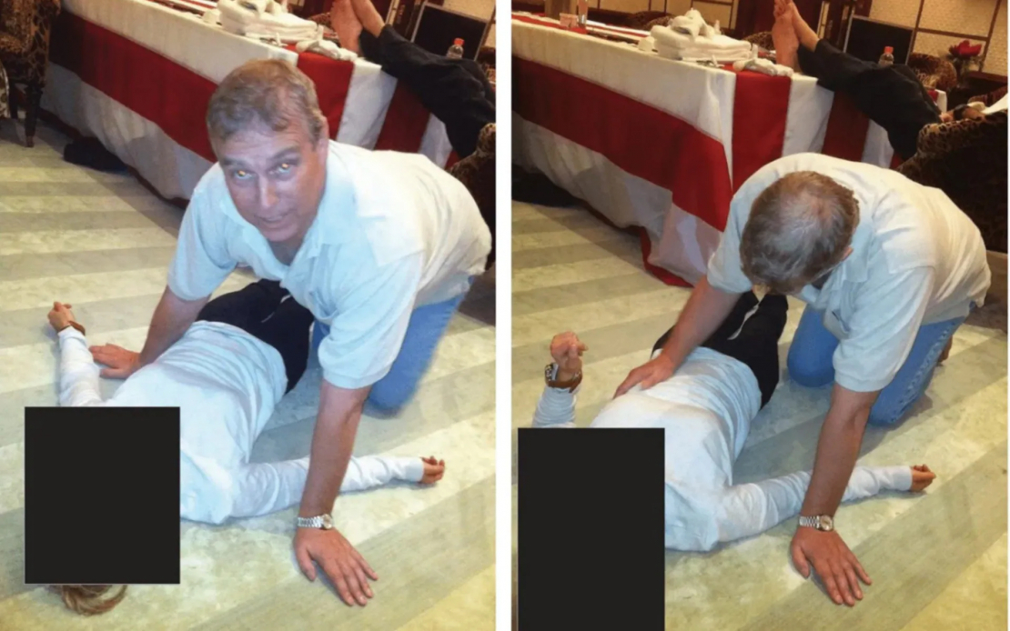 Epstīna dokumentos publicētas fotogrāfijas, kurās redzams princis Endrjū kompromitējošā situācijā kopā ar sievieti.