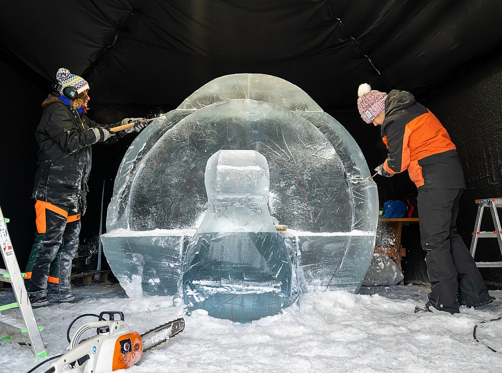 Starptautiskajam ledus skulptūru festivālam Jelgavā pavisam top 30 konkursa skulptūras: 10 komandu darbi un 20 individuālie mākslas objekti.