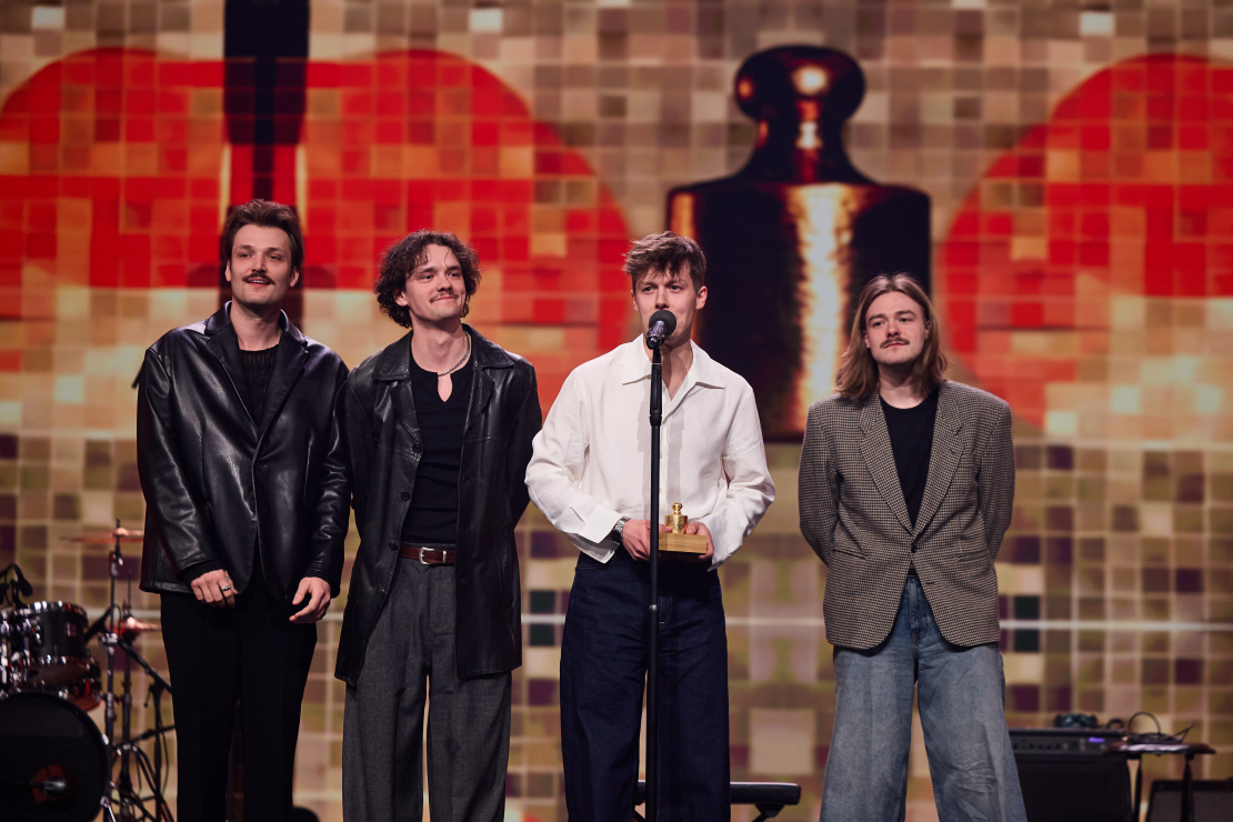 Grupa "Sudden Lights" balvas "Kilograms kultūras 2025" laureātu sveikšanas ceremonijā.