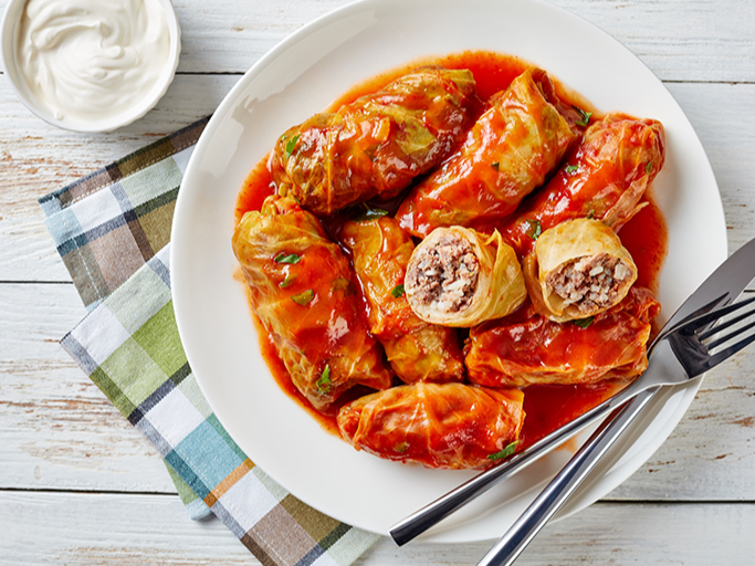 Veģetārie kāpostu tīteņi.