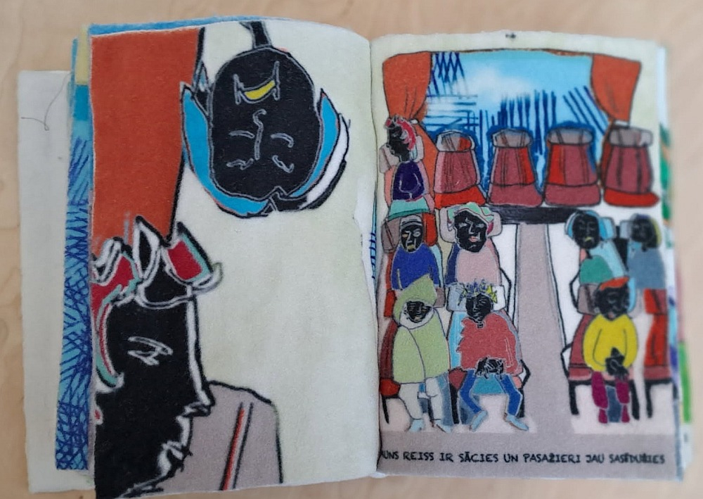 Sabīne Lagzdiņa. "Mans vectēvs – autobusa šoferis" ( 2024, sublimācijas druka, poliesters ).