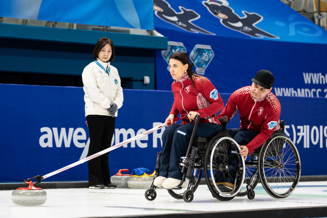 Latvijas ratiņkērlinga jauktais pāris.