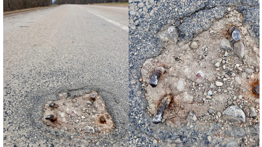 Ceļa bojājumi Balvu novadā.