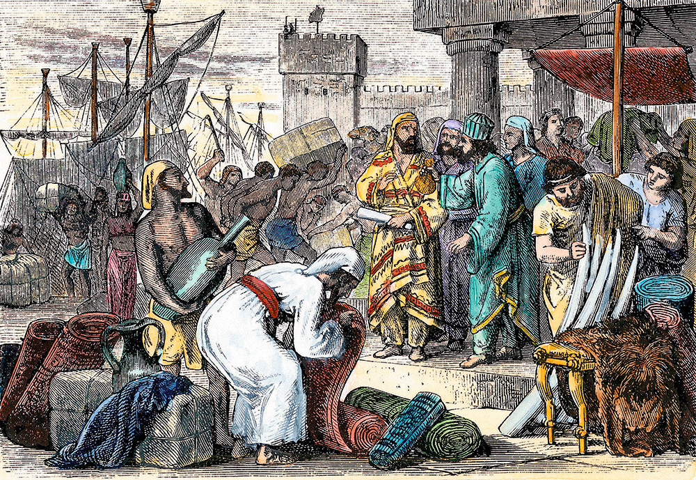 Feniķiešu tirgoņi Vidusjūras ostā.