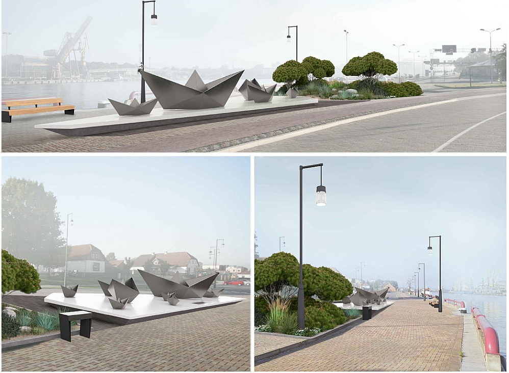 Pieminekļa kompozīciju veidos astoņi dažāda izmēra nerūsējošā tērauda kuģīši. Projekta īstenotāji cer, ka piemineklis kļūs par nozīmīgu kultūrvēsturisku objektu Ventspils pilsētvidē, vienlaikus bagātinot promenādes ainavu.