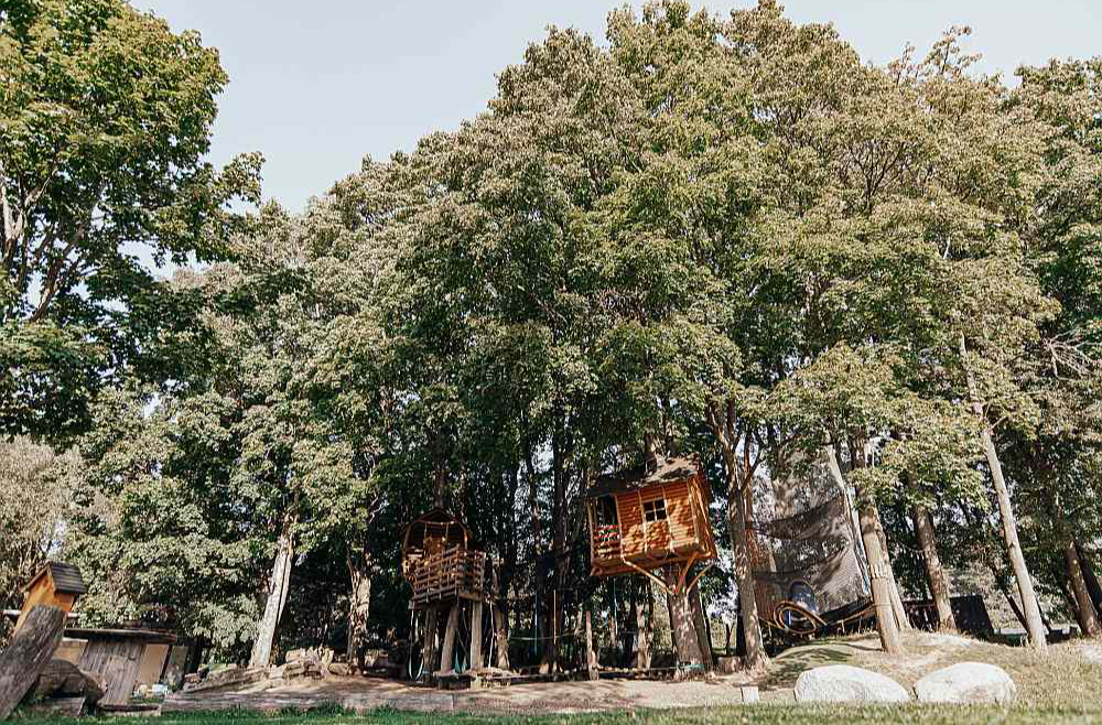 Atpūtas parkā "Kļavu krasti" ir kā lielā rotaļlaukumā, kas radies, sakopjot nelielu aizlaistu mežiņu.