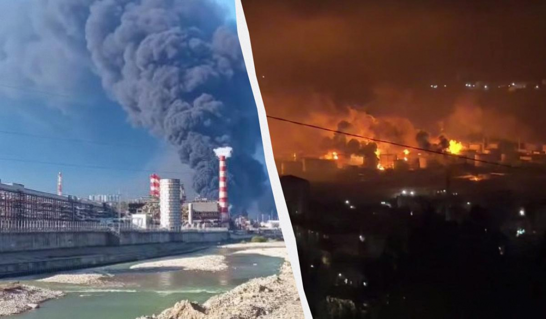 Ukrainas lidroboti izraisa ugunsgrēku Tuapses ostā.