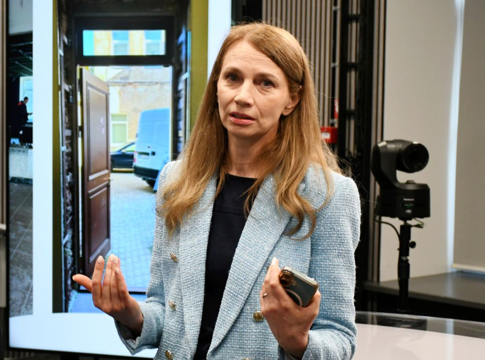 Latvijas Sabiedriskā medija (LSM) galvenā redaktore Anita Brauna LSM Latgales redakcijas atklāšanas pasākumā Daugavpilī šā gada 26. februārī.