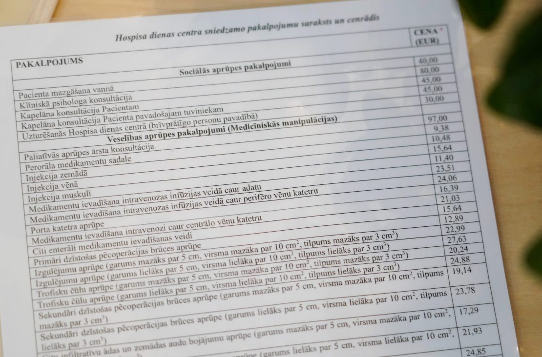 Sociālā uzņēmuma "Hospiss māja" aprūpes dienas centra telpas.