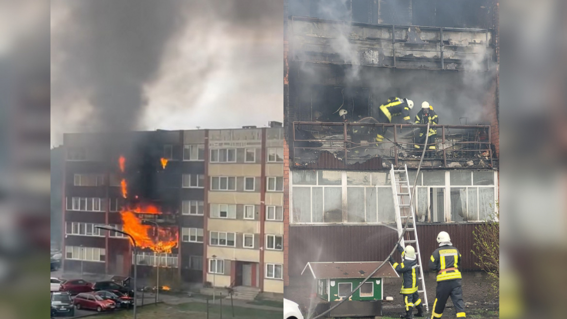 Ugunsgrēks daudzdzīvokļu namā Ventspilī.