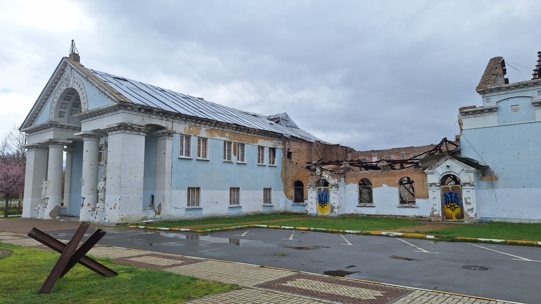 2022. gadā sagrautais Irpiņas kultūras nams.