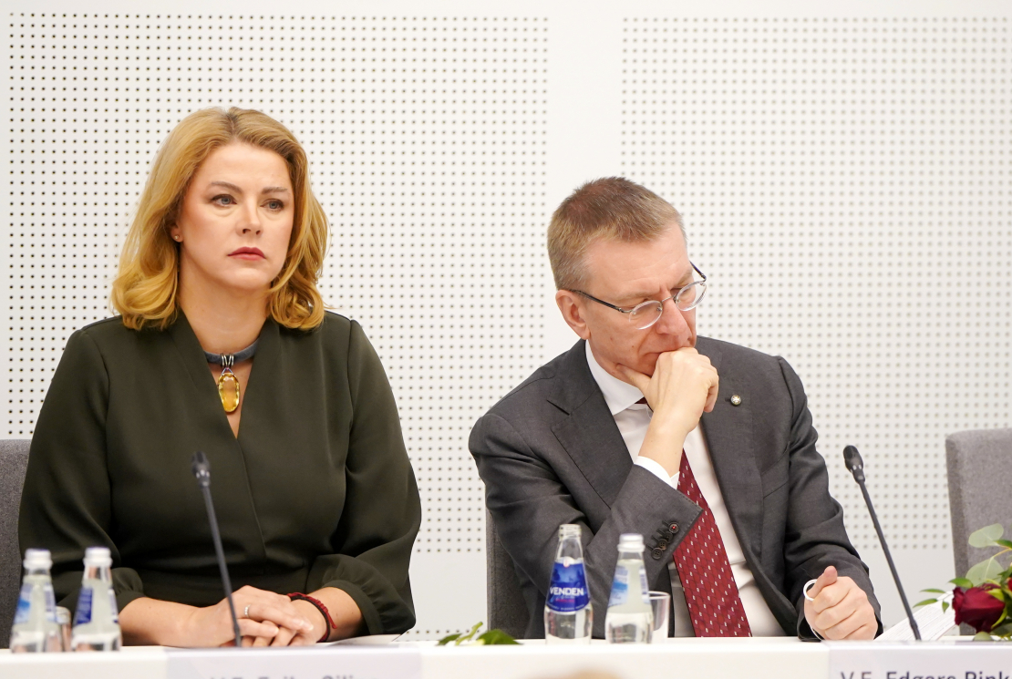 Evika Siliņa un Valsts prezidents Edgars Rinkēvičs.