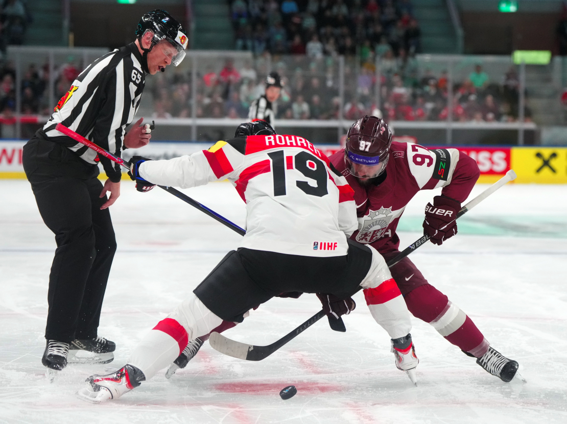 Pasaules hokeja čempionāta spēle starp Latvijas un Austrijas valstsvienībām "Swiss Life" arēnā Cīrihē.