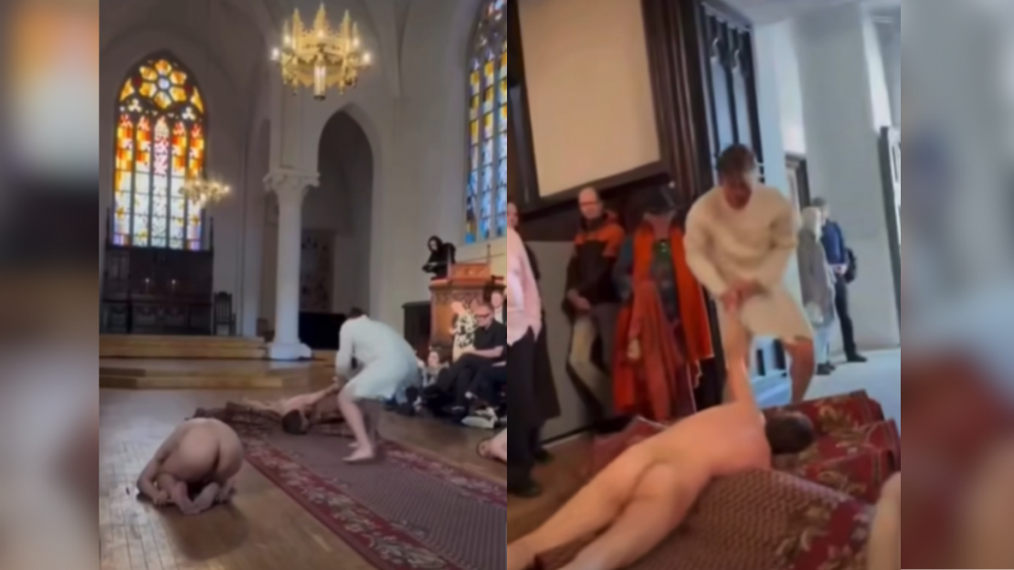 Laikmetīgās mākslas performance "Bald Boys" Rīgas Anglikāņu Svētā Pestītāja baznīcā.