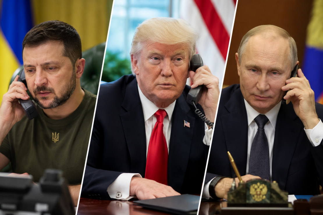 ASV prezidents Donalds Tramps sazvanījies ar Ukrainas prezidentu Volodimiru Zelenski un Krievijas diktatoru Vladimiru Putinu.