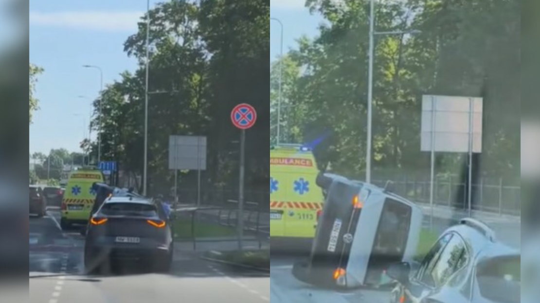 Avārija pie Botāniskā dārza Rīgā.