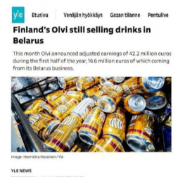 Somijas koncerns "Olvi" jau 2024. gada augustā žurnālistiem taisnojies, kāpēc tas turpina darbību Baltkrievijā.