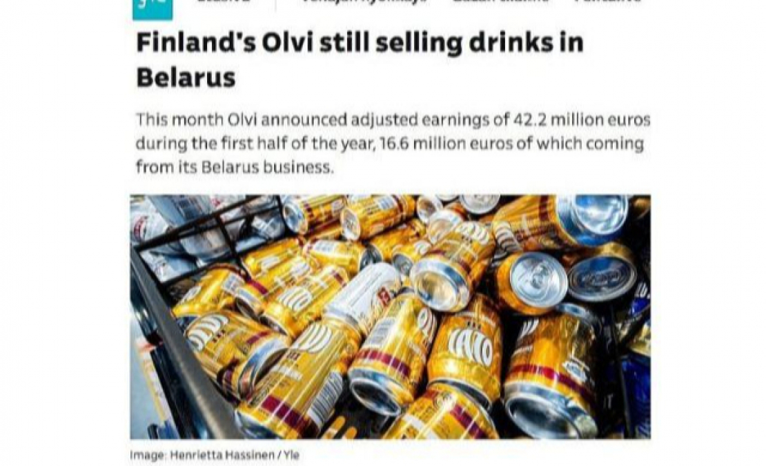 Somijas koncerns "Olvi" jau 2024. gada augustā žurnālistiem taisnojies, kāpēc tas turpina darbību Baltkrievijā.