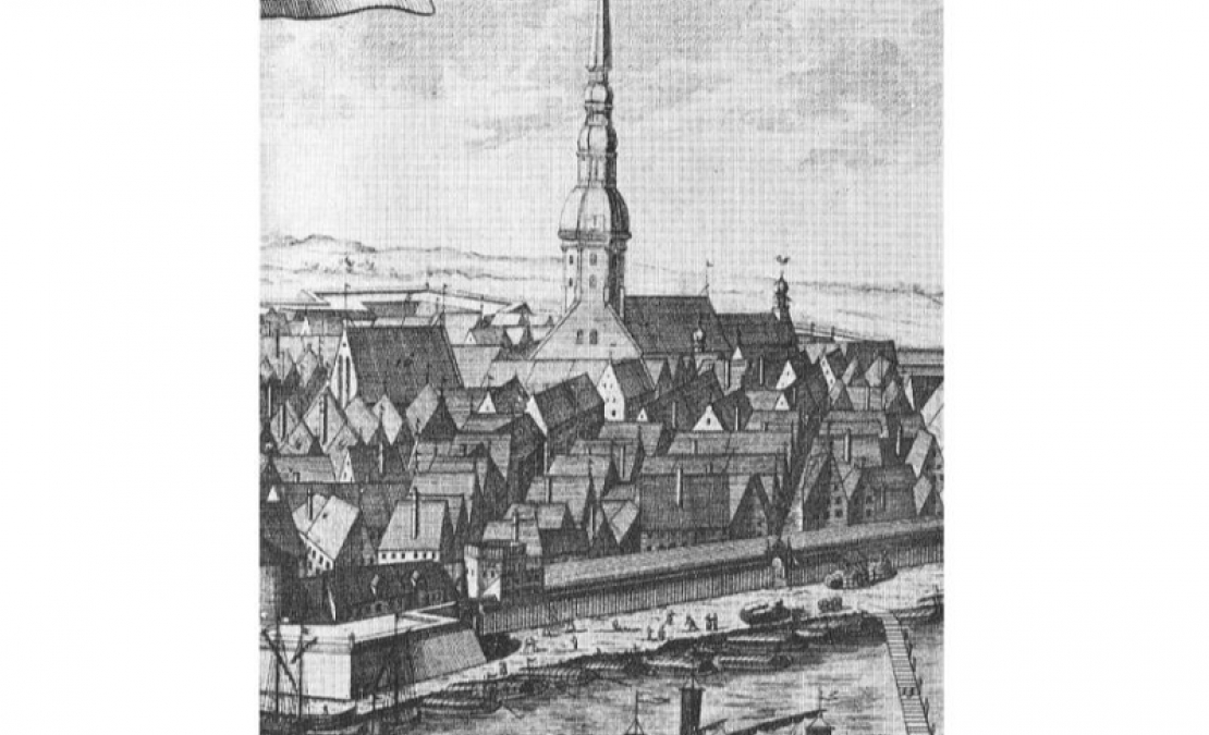 Sv. Pētera baznīca Rīgā 1720. gadā.