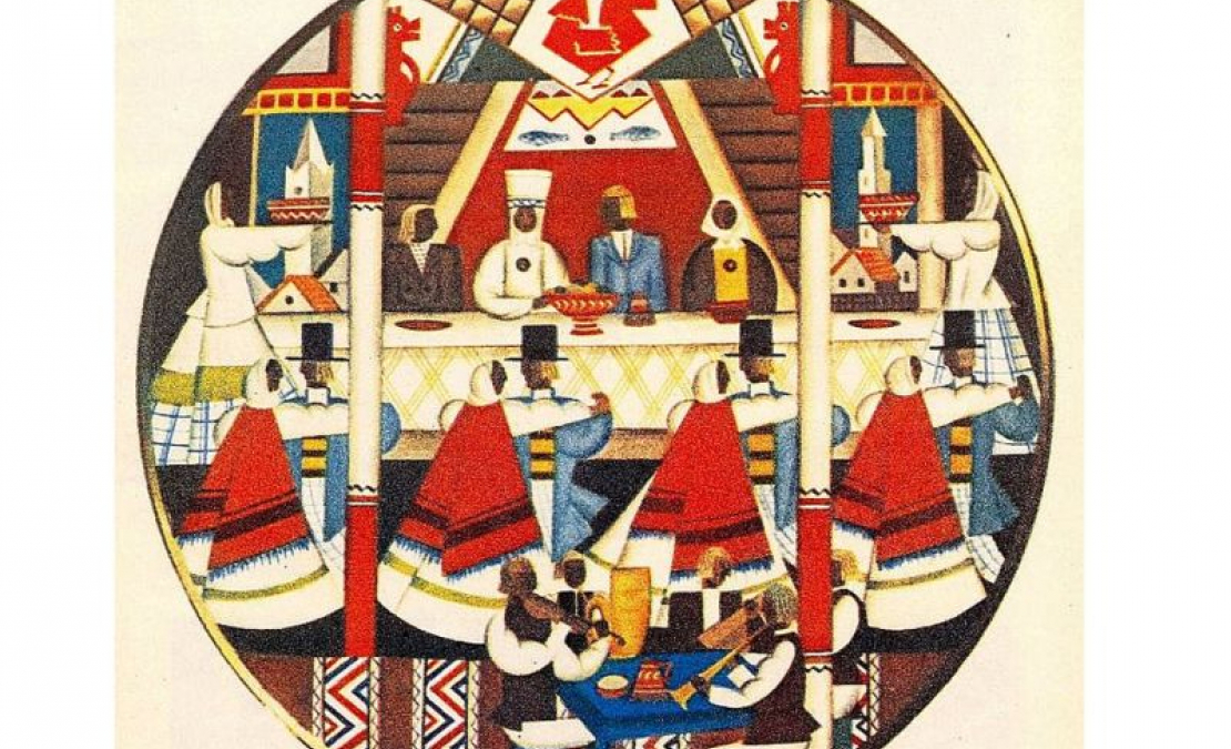 R. Sutas apgleznotais šķīvis "Kāzas".