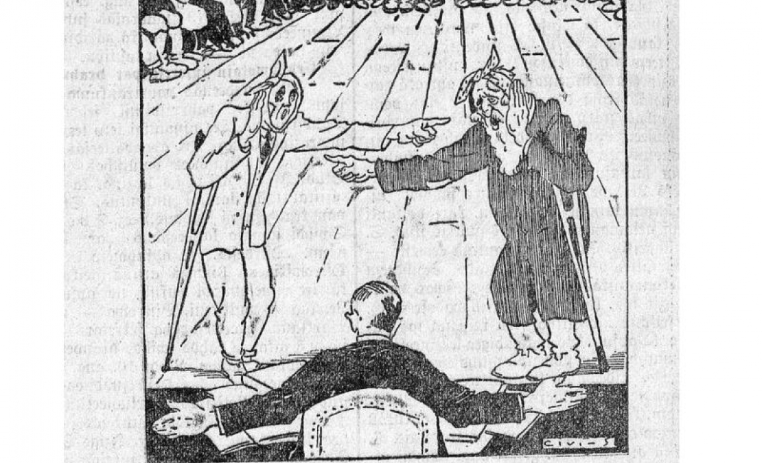 "Jaunāko Ziņu" karikatūra par Varakļānu prāvu. "Jaunāko Ziņu" karikatūra par Varakļānu prāvu.