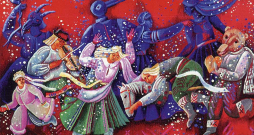 Lilita Postaža (1941–2011). "Ķekatas". 1981. Vilna, lini, gobelēna tehnika. Dekoratīvās mākslas un dizaina muzeja kolekcija.