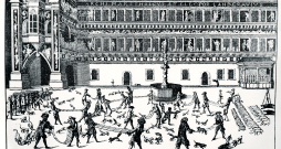 Lapsu mešana Drēzdenes pils pagalmā 1678. gadā. Lapsu mešana Drēzdenes pils pagalmā 1678. gadā.